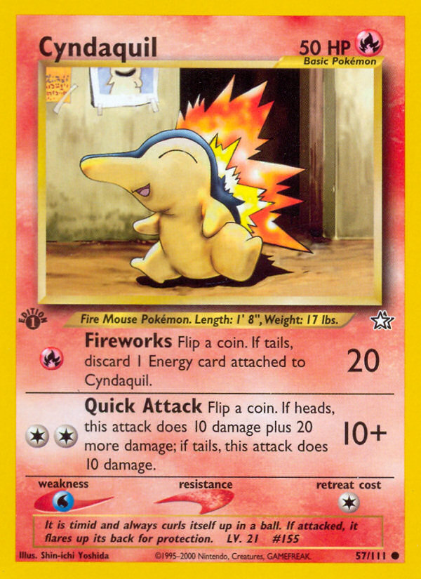 Cyndaquil (57/111) [Neo Genesis 1st Edition] | Dragon's Lair Comics and Fantasy Houston TX