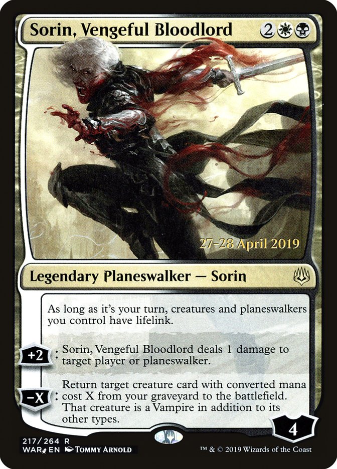 Sorin, Vengeful Bloodlord [War of the Spark Prerelease Promos] | Dragon's Lair Comics and Fantasy Houston TX