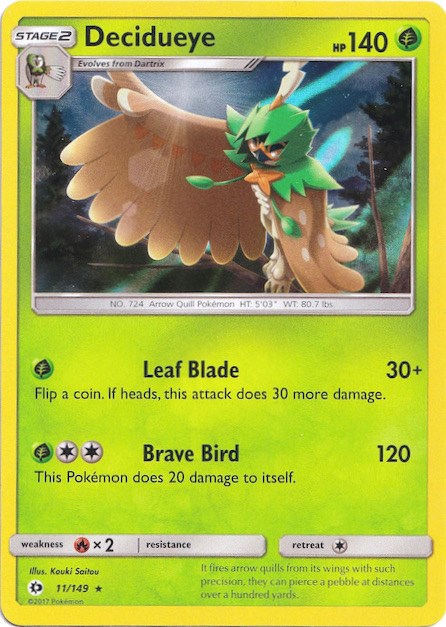 Decidueye (11/149) (Water Web Holo) [Sun & Moon: Base Set] | Dragon's Lair Comics and Fantasy Houston TX