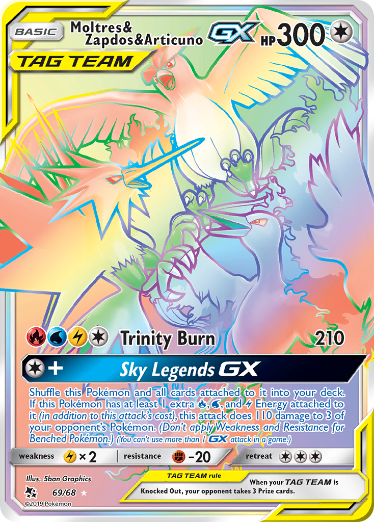 Moltres & Zapdos & Articuno GX (69/68) [Sun & Moon: Hidden Fates] | Dragon's Lair Comics and Fantasy Houston TX