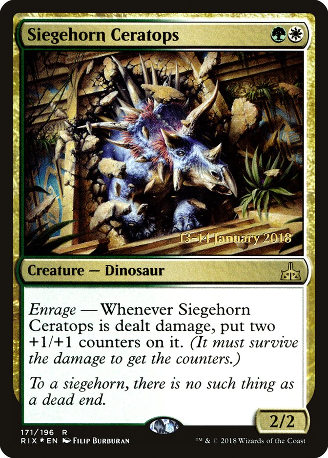 Siegehorn Ceratops [Rivals of Ixalan Prerelease Promos] | Dragon's Lair Comics and Fantasy Houston TX