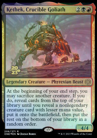 Kethek, Crucible Goliath [Phyrexia: All Will Be One Prerelease Promos] | Dragon's Lair Comics and Fantasy Houston TX