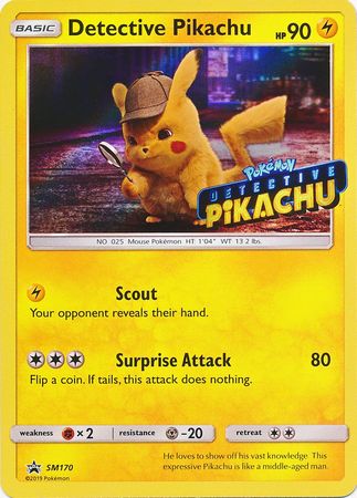 Detective Pikachu (SM170) (Detective Pikachu Stamped) [Sun & Moon: Black Star Promos] | Dragon's Lair Comics and Fantasy Houston TX