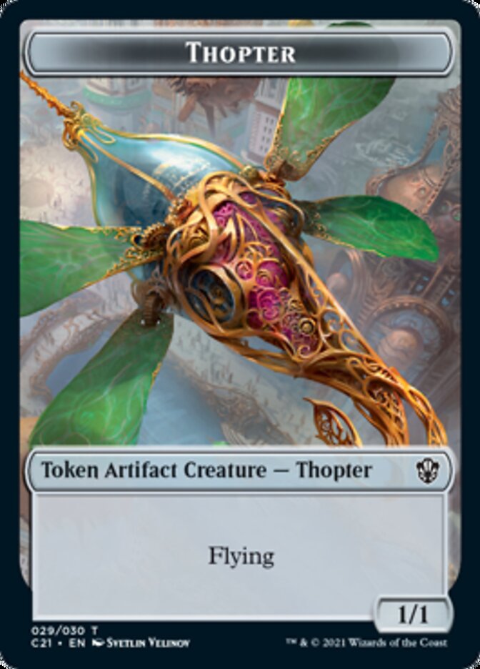 Golem (026) // Thopter Double-Sided Token [Commander 2021 Tokens] | Dragon's Lair Comics and Fantasy Houston TX