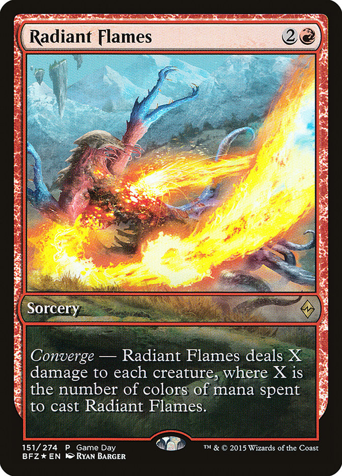 Radiant Flames (Game Day) [Battle for Zendikar Promos] | Dragon's Lair Comics and Fantasy Houston TX