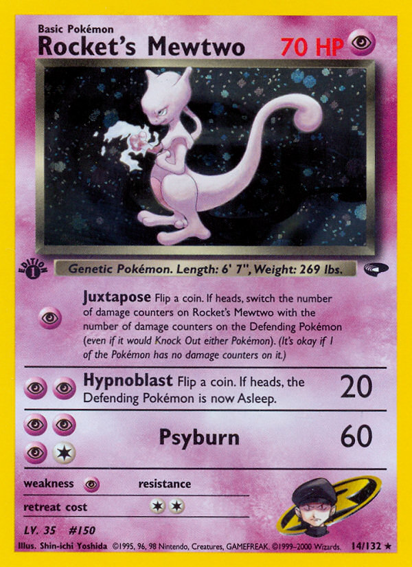 Rocket's Mewtwo (14/132) [Gym Challenge 1st Edition] | Dragon's Lair Comics and Fantasy Houston TX