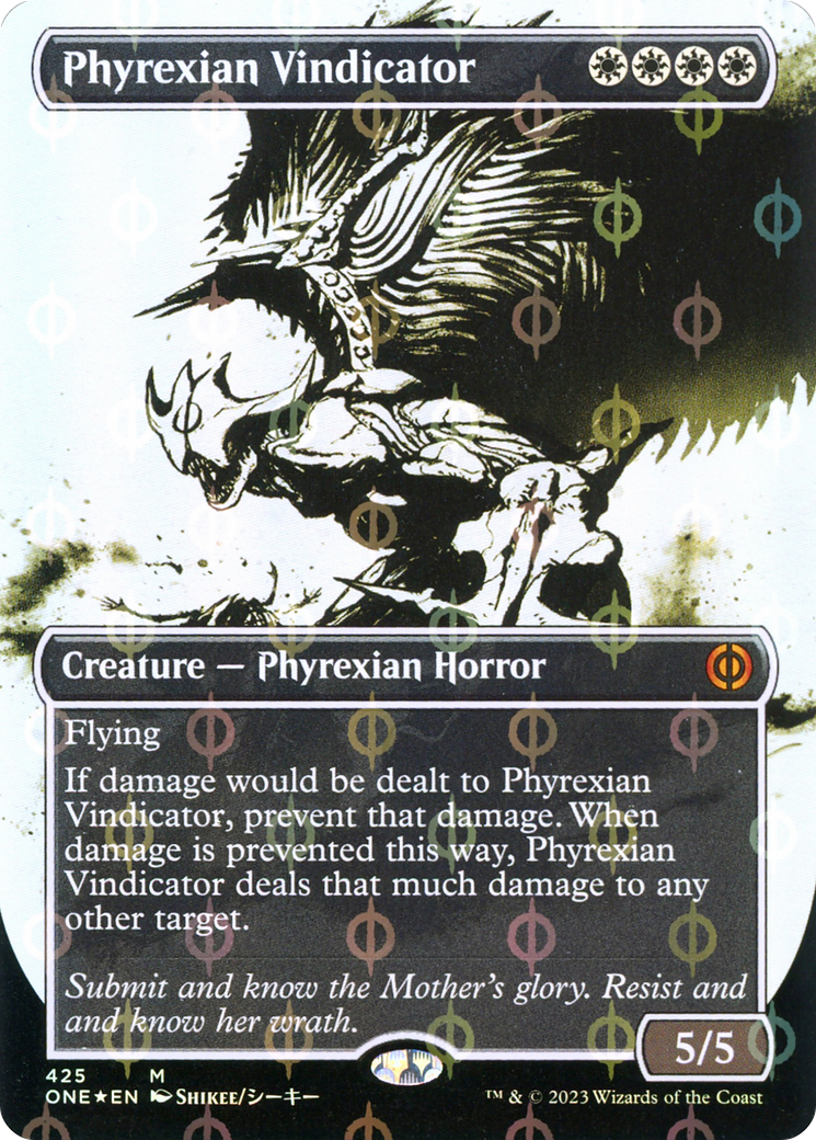 Phyrexian Vindicator (Borderless Ichor Step-and-Compleat Foil) [Phyrexia: All Will Be One] | Dragon's Lair Comics and Fantasy Houston TX