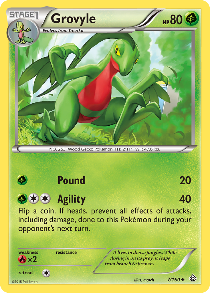 Grovyle (7/160) [XY: Primal Clash] | Dragon's Lair Comics and Fantasy Houston TX