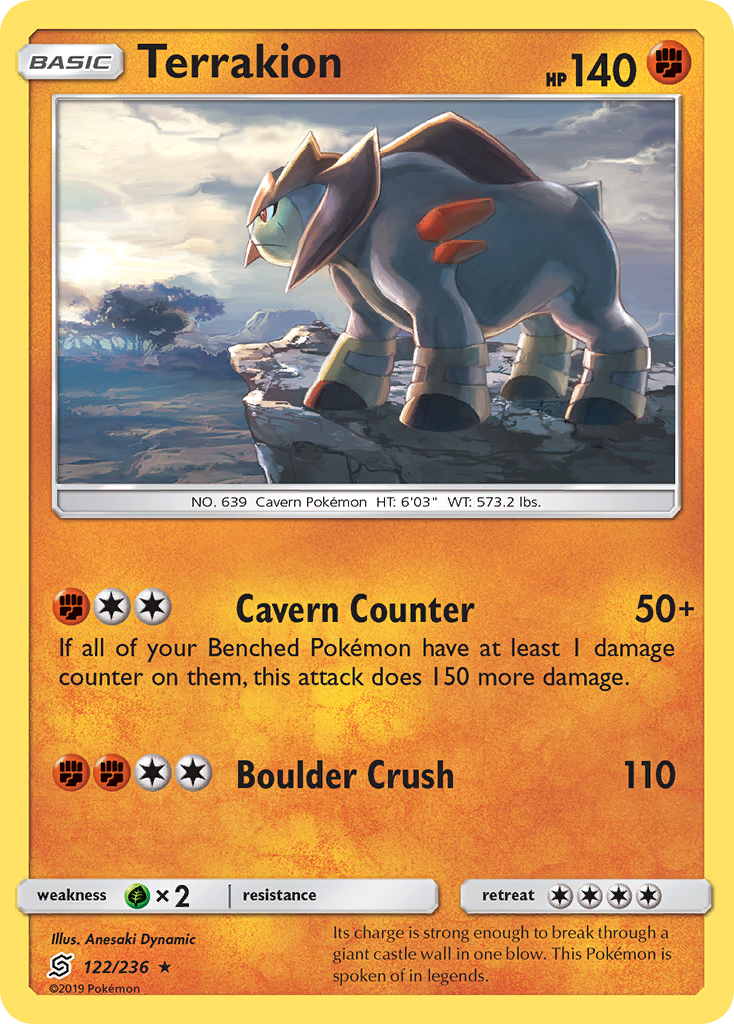 Terrakion (122/236) [Sun & Moon: Unified Minds] | Dragon's Lair Comics and Fantasy Houston TX