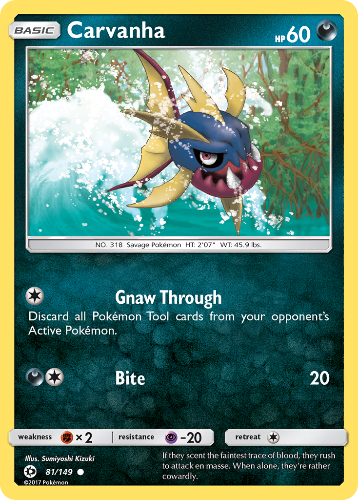 Carvanha (81/149) [Sun & Moon: Base Set] | Dragon's Lair Comics and Fantasy Houston TX