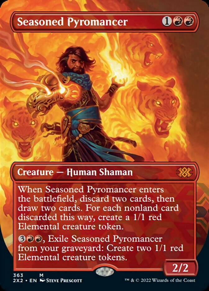 Seasoned Pyromancer (Borderless Alternate Art) [Double Masters 2022] | Dragon's Lair Comics and Fantasy Houston TX