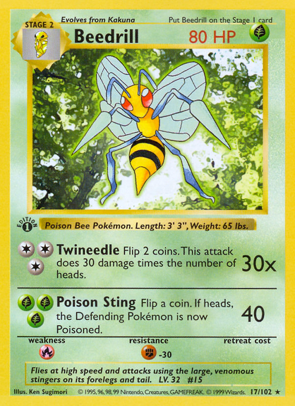 Beedrill (17/102) (Shadowless) [Base Set 1st Edition] | Dragon's Lair Comics and Fantasy Houston TX