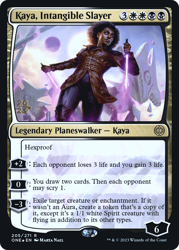 Kaya, Intangible Slayer [Phyrexia: All Will Be One Prerelease Promos] | Dragon's Lair Comics and Fantasy Houston TX