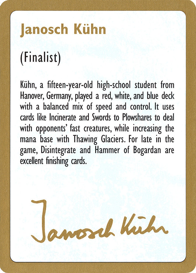 Janosch Kuhn Bio [World Championship Decks 1997] | Dragon's Lair Comics and Fantasy Houston TX