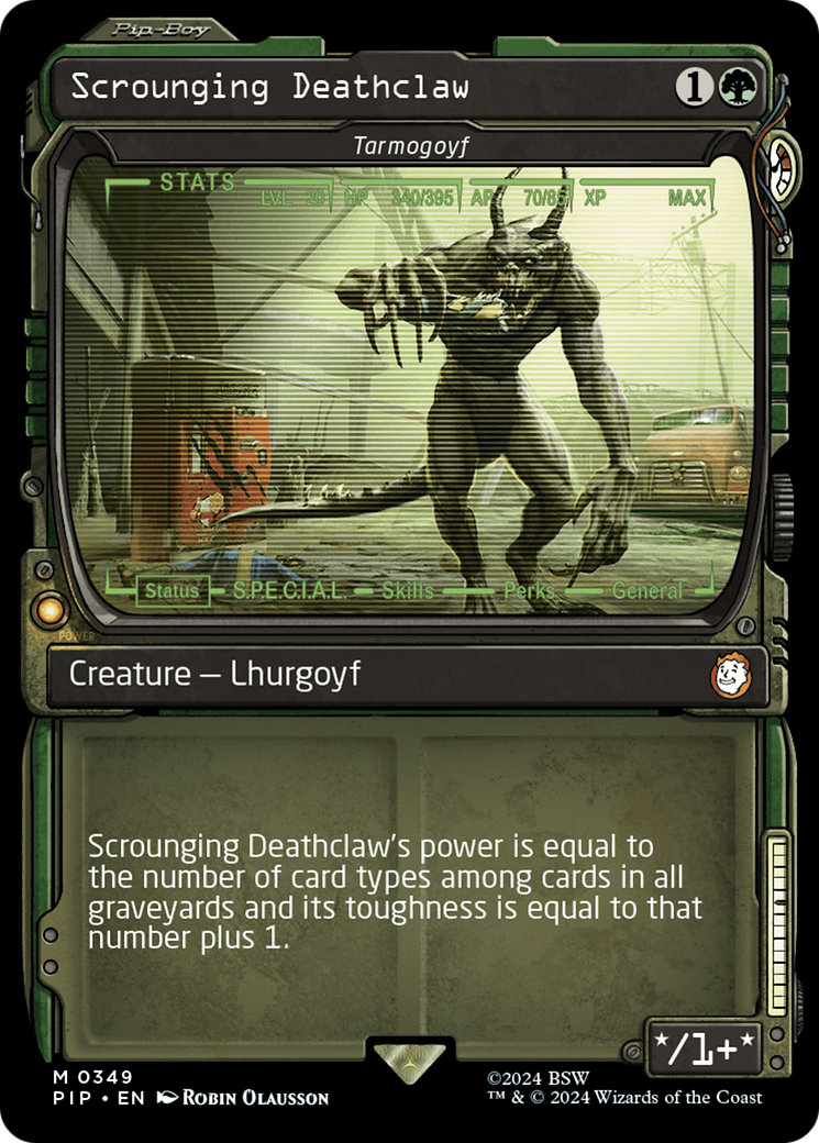 Scrounging Deathclaw - Tarmogoyf (Showcase) [Fallout] | Dragon's Lair Comics and Fantasy Houston TX