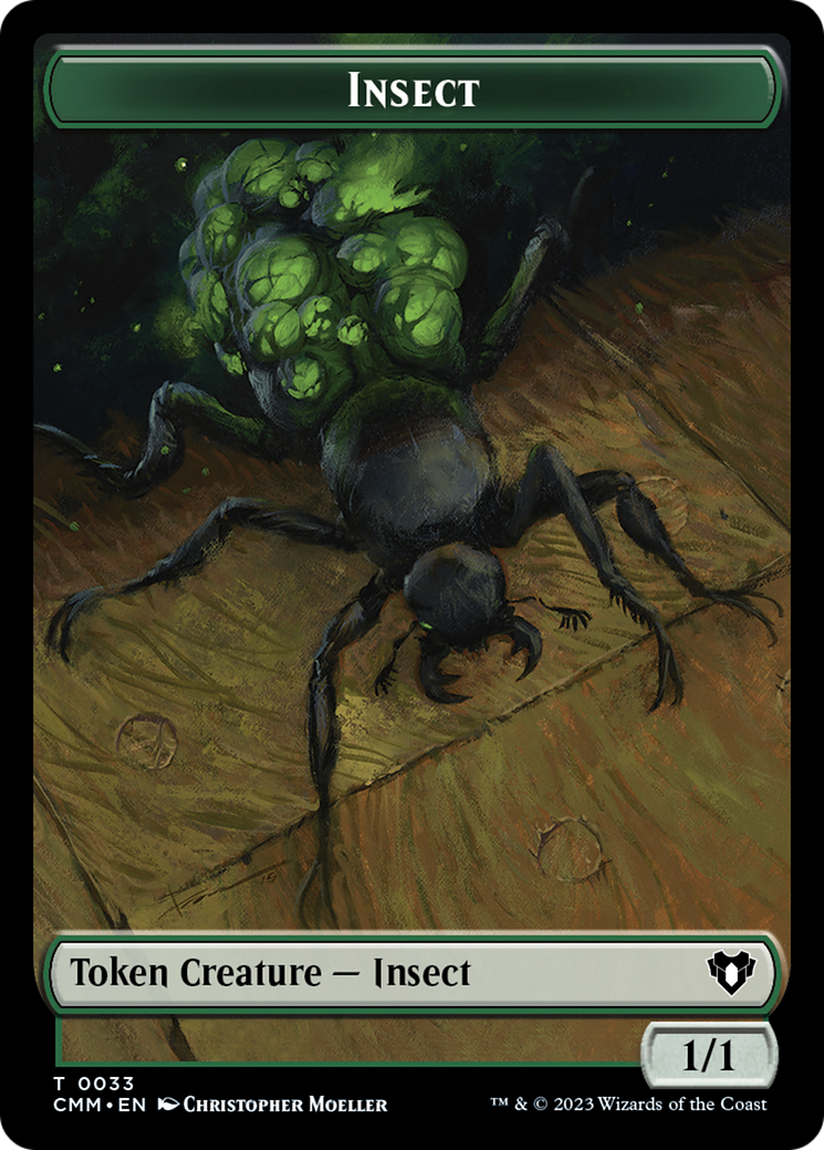 Spirit (0010) // Insect Double-Sided Token [Commander Masters Tokens] | Dragon's Lair Comics and Fantasy Houston TX