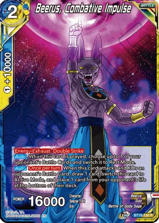 Beerus, Combative Impulse (BT16-128) [Realm of the Gods] | Dragon's Lair Comics and Fantasy Houston TX