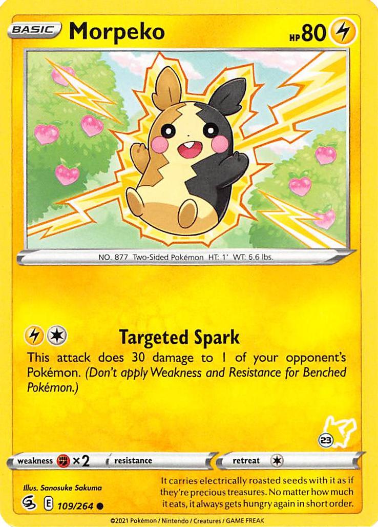 Morpeko (109/264) (Pikachu Stamp #23) [Battle Academy 2022] | Dragon's Lair Comics and Fantasy Houston TX