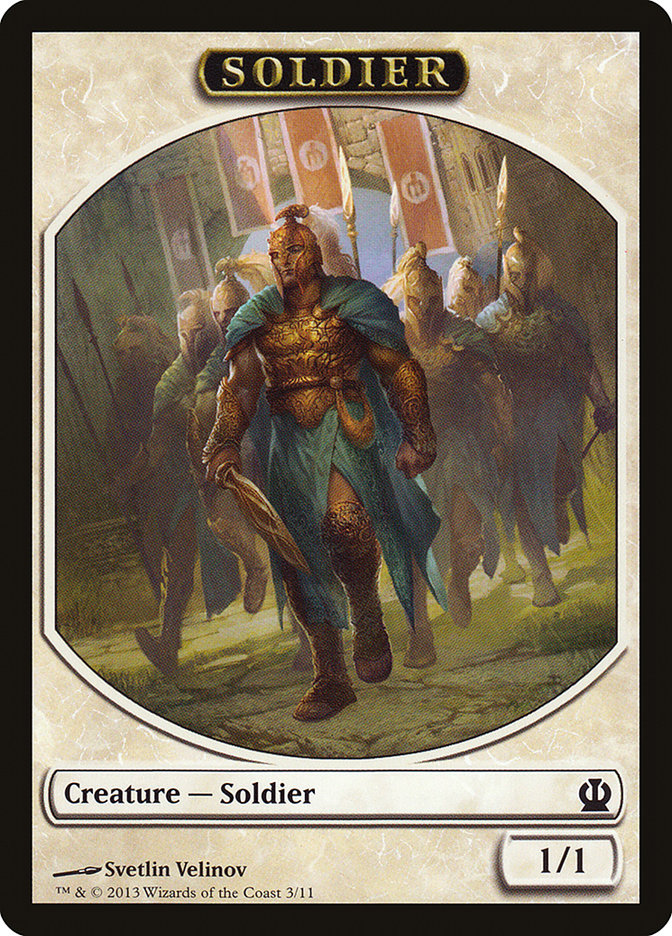 Soldier Token (3/11) [Theros Tokens] | Dragon's Lair Comics and Fantasy Houston TX