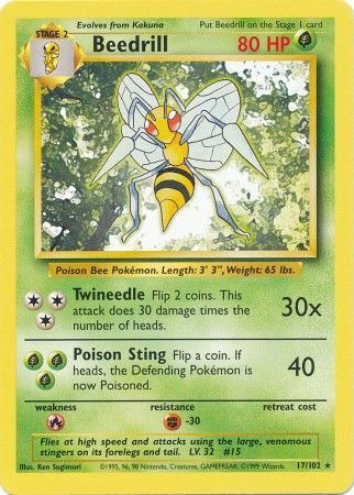 Beedrill (17/102) [Base Set Unlimited] | Dragon's Lair Comics and Fantasy Houston TX