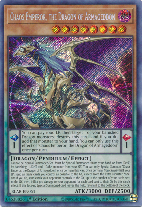 Chaos Emperor, the Dragon of Armageddon [BLAR-EN051] Secret Rare | Dragon's Lair Comics and Fantasy Houston TX