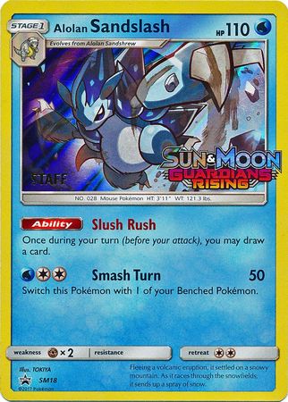 Alolan Sandslash (SM18) (Staff Prerelease Promo) [Sun & Moon: Black Star Promos] | Dragon's Lair Comics and Fantasy Houston TX