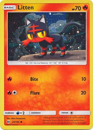 Litten (24/149) (Cosmos Holo) [Sun & Moon: Base Set] | Dragon's Lair Comics and Fantasy Houston TX