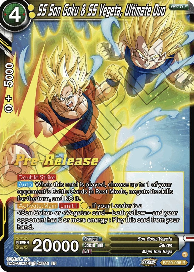 SS Son Goku & SS Vegeta, Ultimate Duo (BT20-096) [Power Absorbed Prerelease Promos] | Dragon's Lair Comics and Fantasy Houston TX