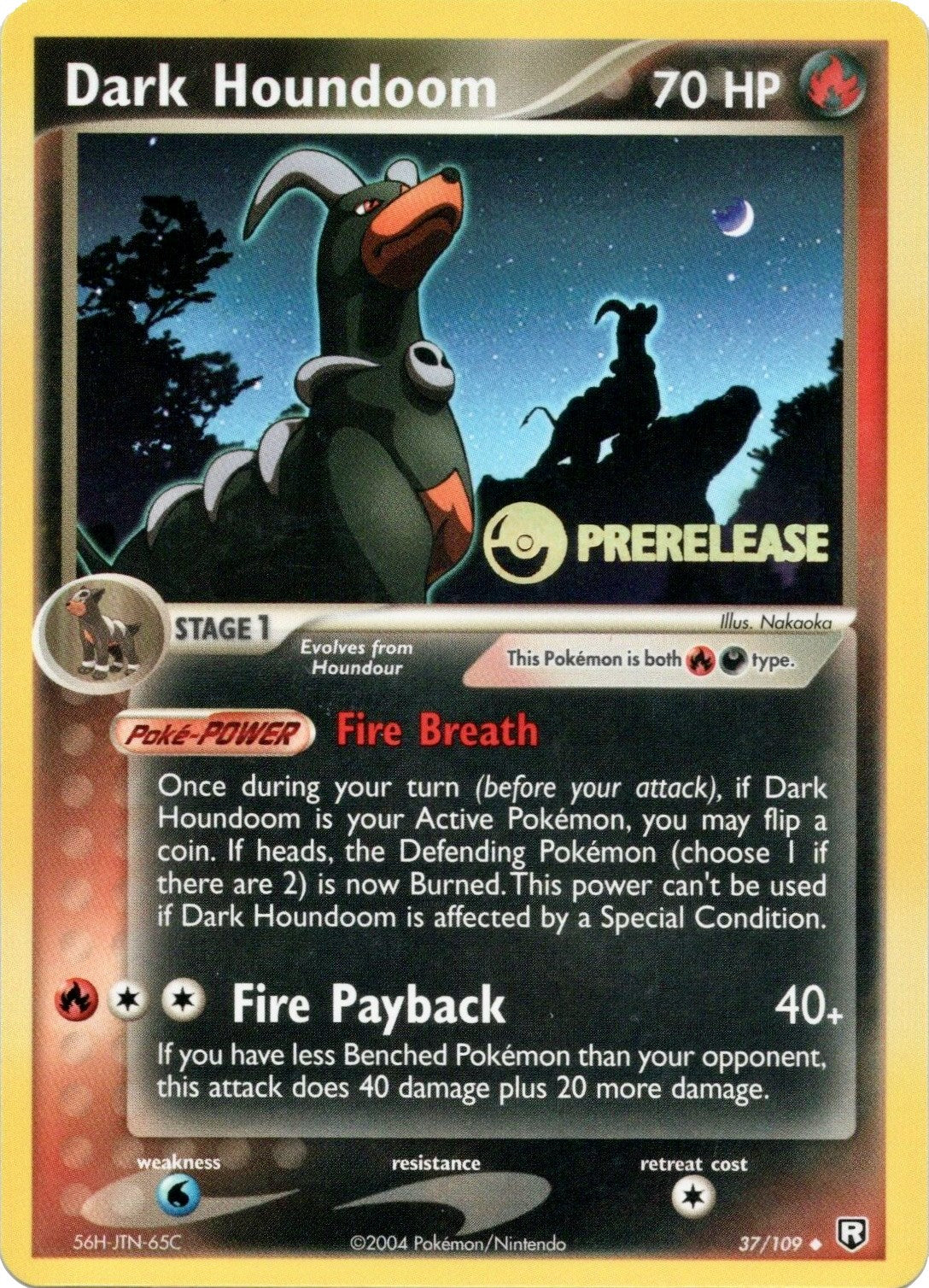 Dark Houndoom (37/109) (Prerelease Promo) [EX: Team Rocket Returns] | Dragon's Lair Comics and Fantasy Houston TX