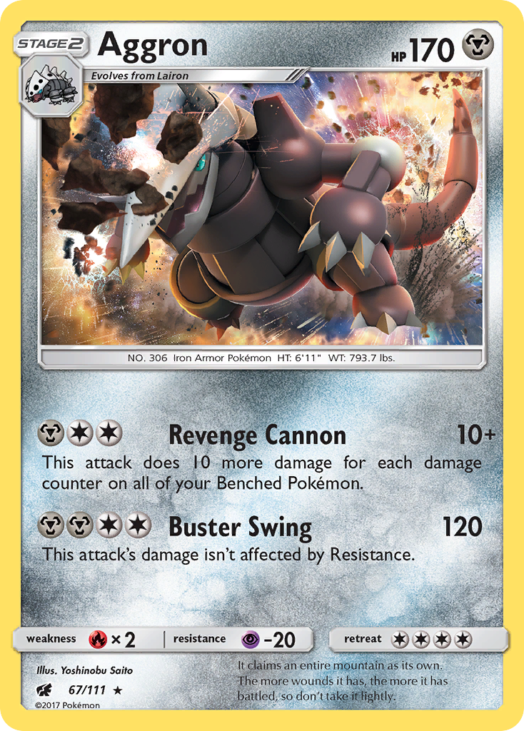 Aggron (67/111) [Sun & Moon: Crimson Invasion] | Dragon's Lair Comics and Fantasy Houston TX