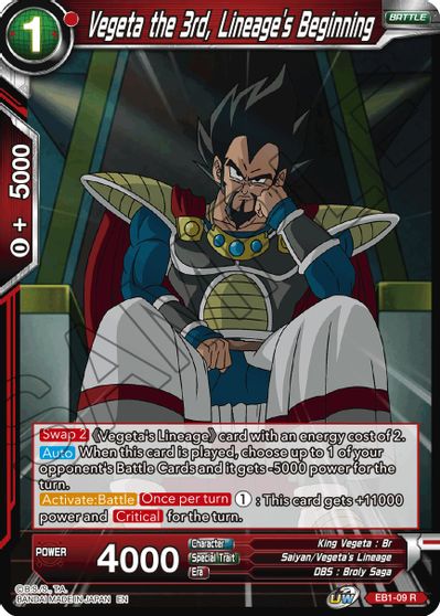 Vegeta the 3rd, Lineage's Beginning (EB1-009) [Battle Evolution Booster] | Dragon's Lair Comics and Fantasy Houston TX