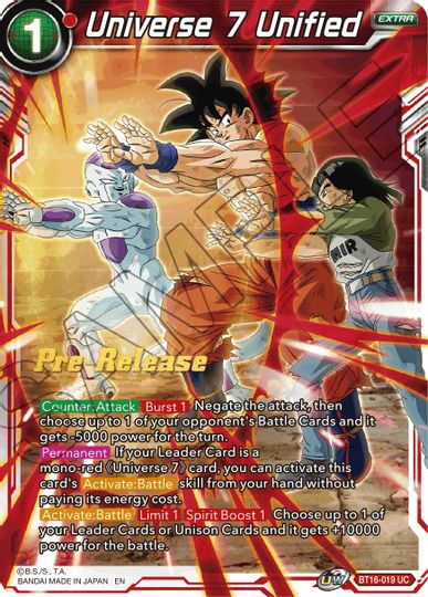 Universe 7 Unified (BT16-019) [Realm of the Gods Prerelease Promos] | Dragon's Lair Comics and Fantasy Houston TX