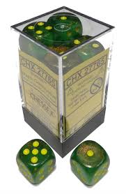 Chessex Dice Menagerie 10 16mm D6 Maple Green/Yellow 12 ct | Dragon's Lair Comics and Fantasy Houston TX