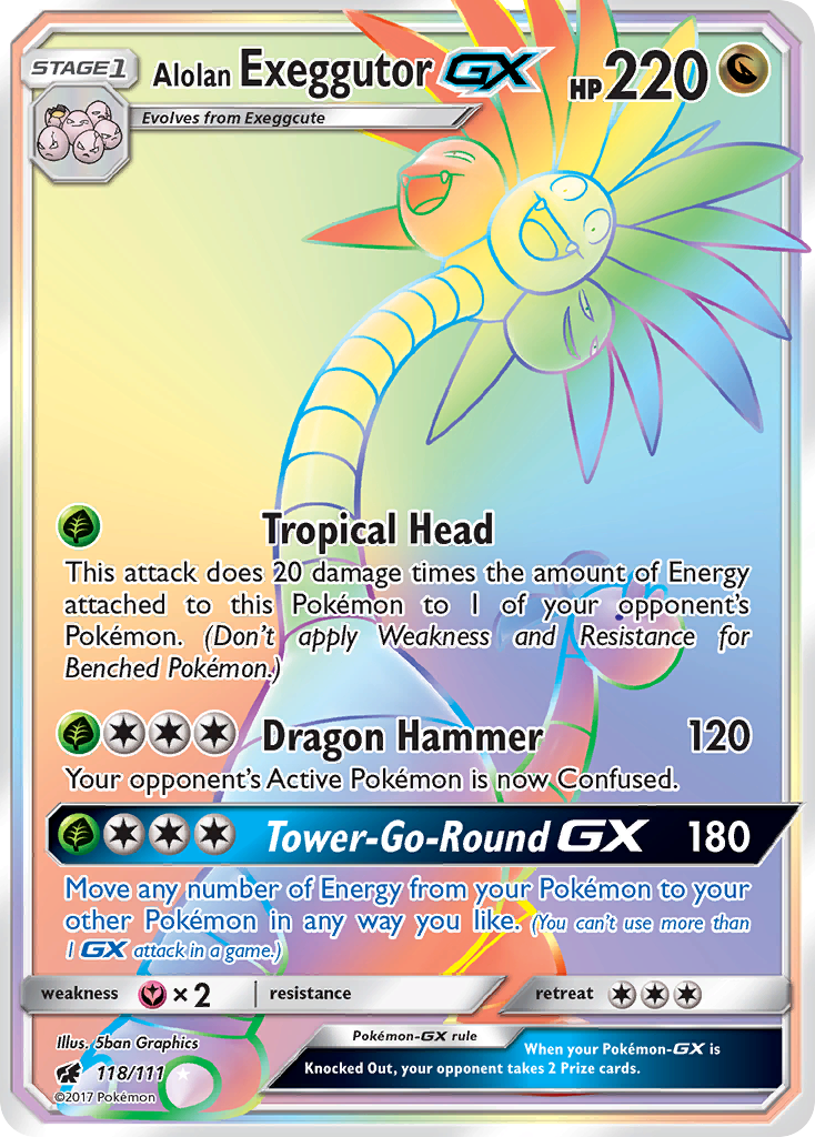 Alolan Exeggutor GX (118/111) [Sun & Moon: Crimson Invasion] | Dragon's Lair Comics and Fantasy Houston TX