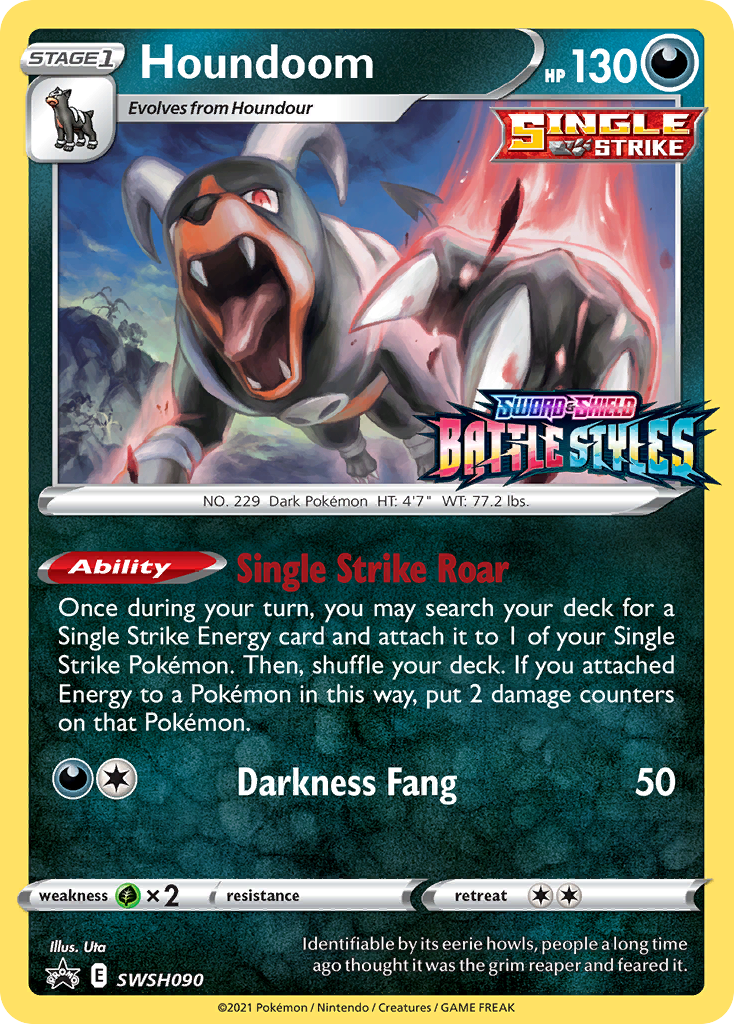 Houndoom (SWSH090) (Prerelease Promo) [Sword & Shield: Black Star Promos] | Dragon's Lair Comics and Fantasy Houston TX