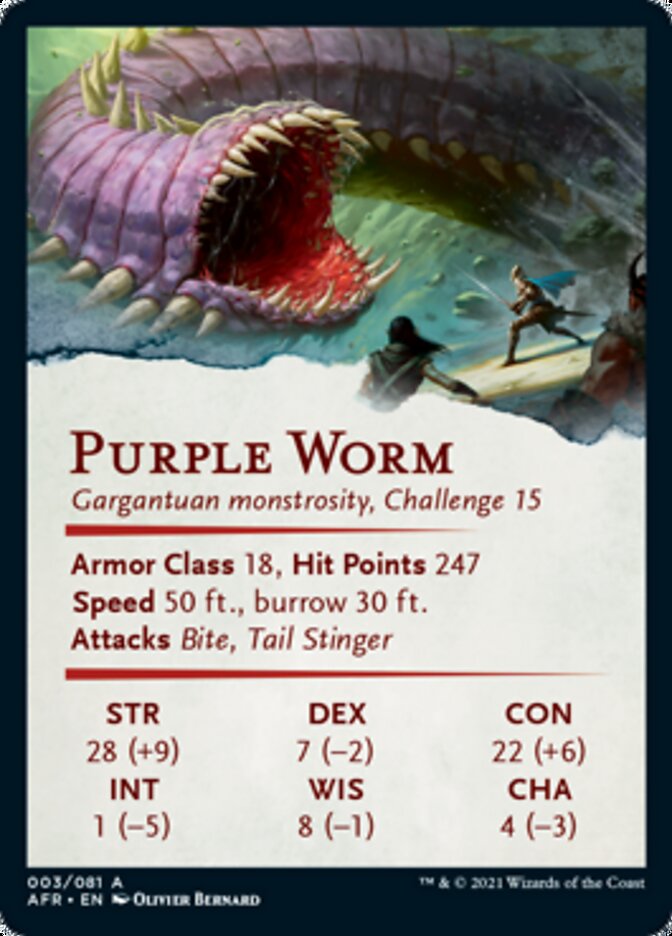 Purple Worm Art Card [Dungeons & Dragons: Adventures in the Forgotten Realms Art Series] | Dragon's Lair Comics and Fantasy Houston TX