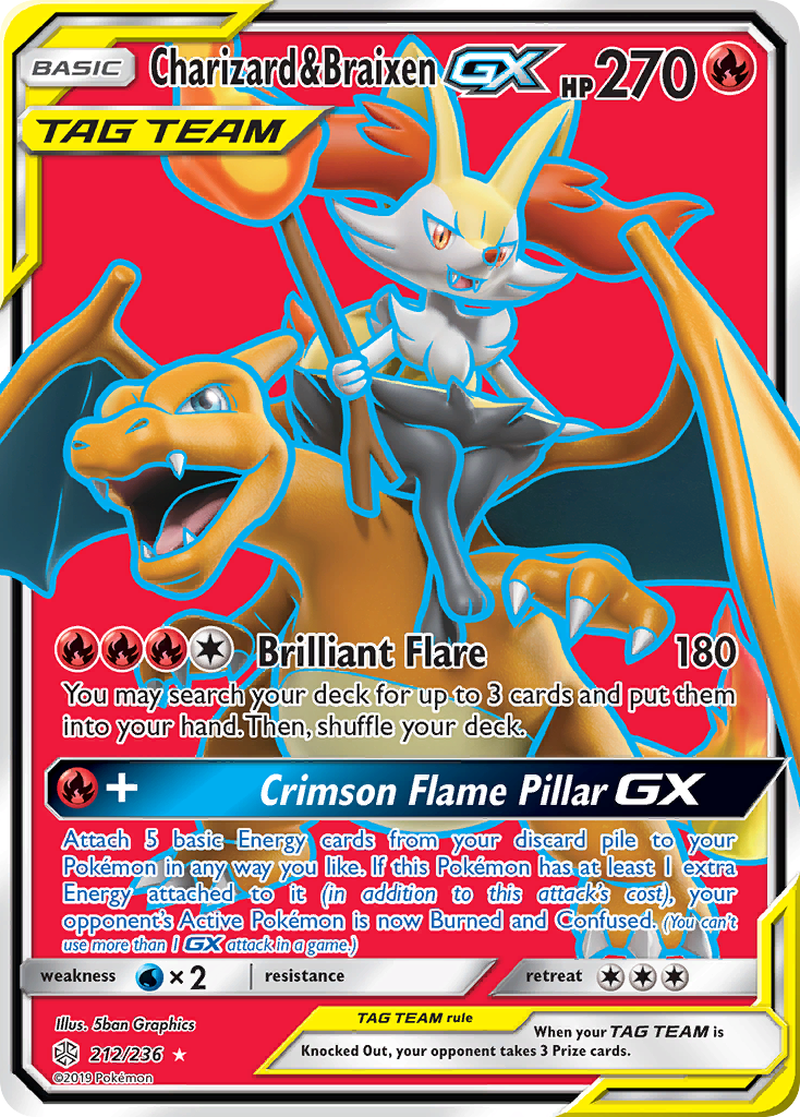 Charizard & Braixen GX (212/236) [Sun & Moon: Cosmic Eclipse] | Dragon's Lair Comics and Fantasy Houston TX