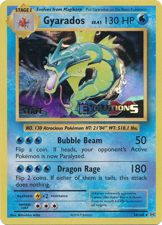 Gyarados (34/108) (XY Evolutions Staff Prerelease) [XY: Black Star Promos] | Dragon's Lair Comics and Fantasy Houston TX