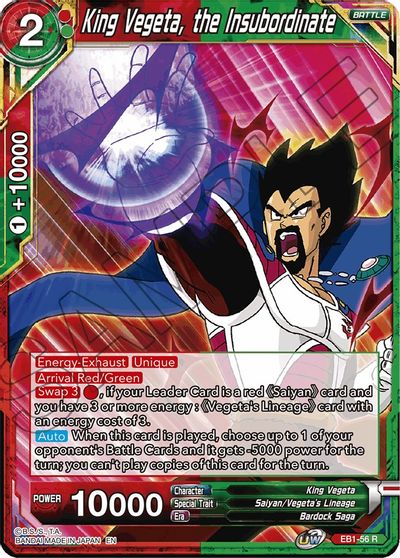 King Vegeta, the Insubordinate (EB1-56) [Battle Evolution Booster] | Dragon's Lair Comics and Fantasy Houston TX