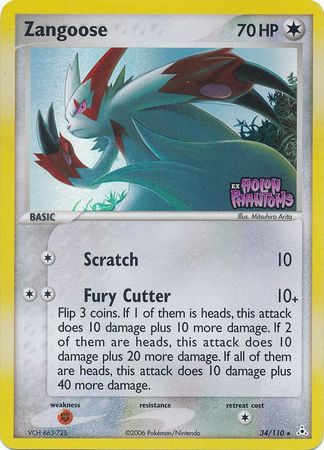 Zangoose (34/110) (Stamped) [EX: Holon Phantoms] | Dragon's Lair Comics and Fantasy Houston TX