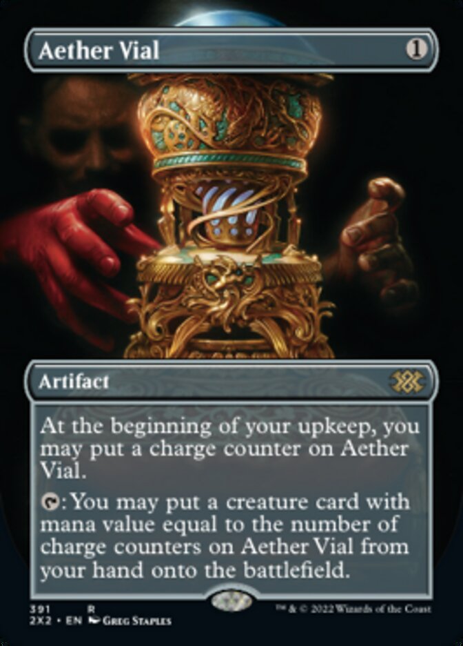 Aether Vial (Borderless Alternate Art) [Double Masters 2022] | Dragon's Lair Comics and Fantasy Houston TX