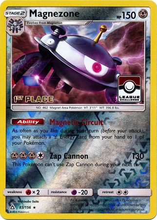 Magnezone (83/156) (League Promo 1st Place) [Sun & Moon: Ultra Prism] | Dragon's Lair Comics and Fantasy Houston TX