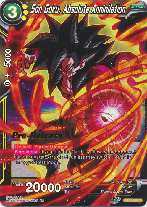 Son Goku, Absolute Annihilation (BT10-097) [Rise of the Unison Warrior Prerelease Promos] | Dragon's Lair Comics and Fantasy Houston TX