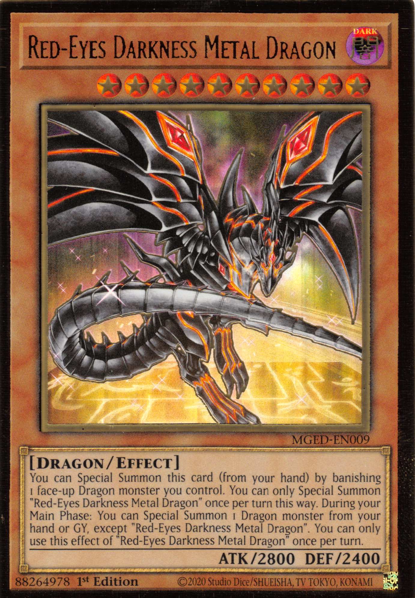 Red-Eyes Darkness Metal Dragon (Alternate Art) [MGED-EN009] Gold Rare | Dragon's Lair Comics and Fantasy Houston TX