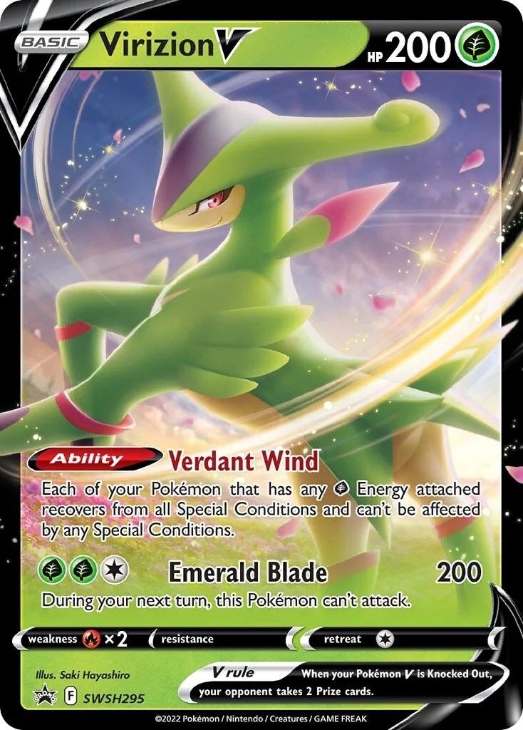 Virizion V (SWSH295) (Jumbo Card) [Sword & Shield: Black Star Promos] | Dragon's Lair Comics and Fantasy Houston TX