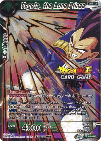 Vegeta, the Lone Prince (Card Game Fest 2022) (BT10-068) [Tournament Promotion Cards] | Dragon's Lair Comics and Fantasy Houston TX