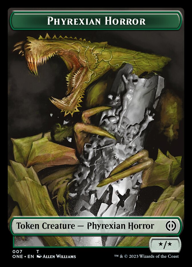 Rebel // Phyrexian Horror (007) Double-Sided Token [Phyrexia: All Will Be One Tokens] | Dragon's Lair Comics and Fantasy Houston TX