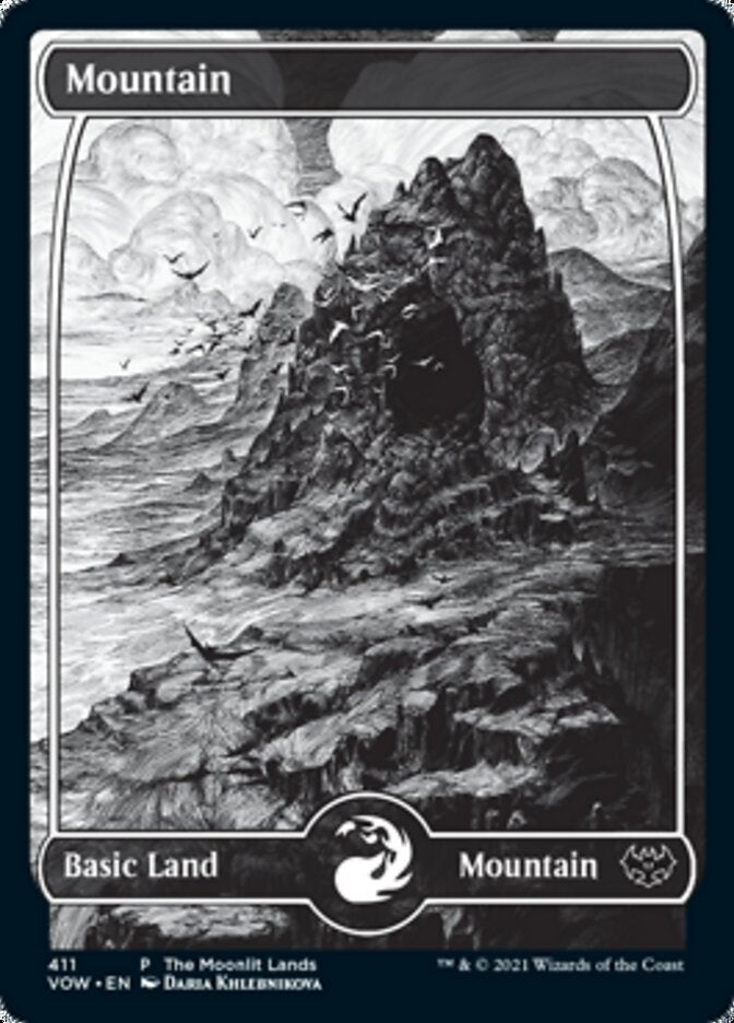 Mountain (The Moonlit Lands) (Foil Etched) [Innistrad: Crimson Vow Promos] | Dragon's Lair Comics and Fantasy Houston TX