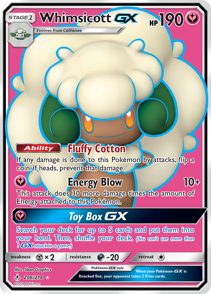 Whimsicott GX (206/214) [Sun & Moon: Unbroken Bonds] | Dragon's Lair Comics and Fantasy Houston TX