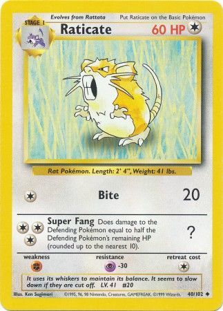 Raticate (40/102) [Base Set Unlimited] | Dragon's Lair Comics and Fantasy Houston TX